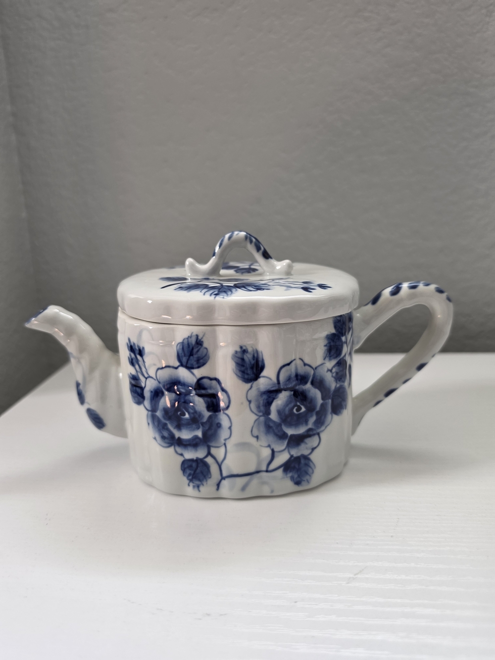 Vintage Blue Floral Porcelain Teapot - Classic Hand-Painted Design
